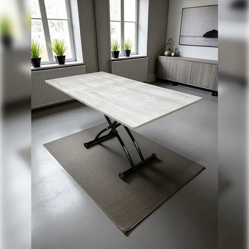 Ortadan Açılır Akıllı Masa Üst Mdf Lizbon Alt Ayak Siyah Renk