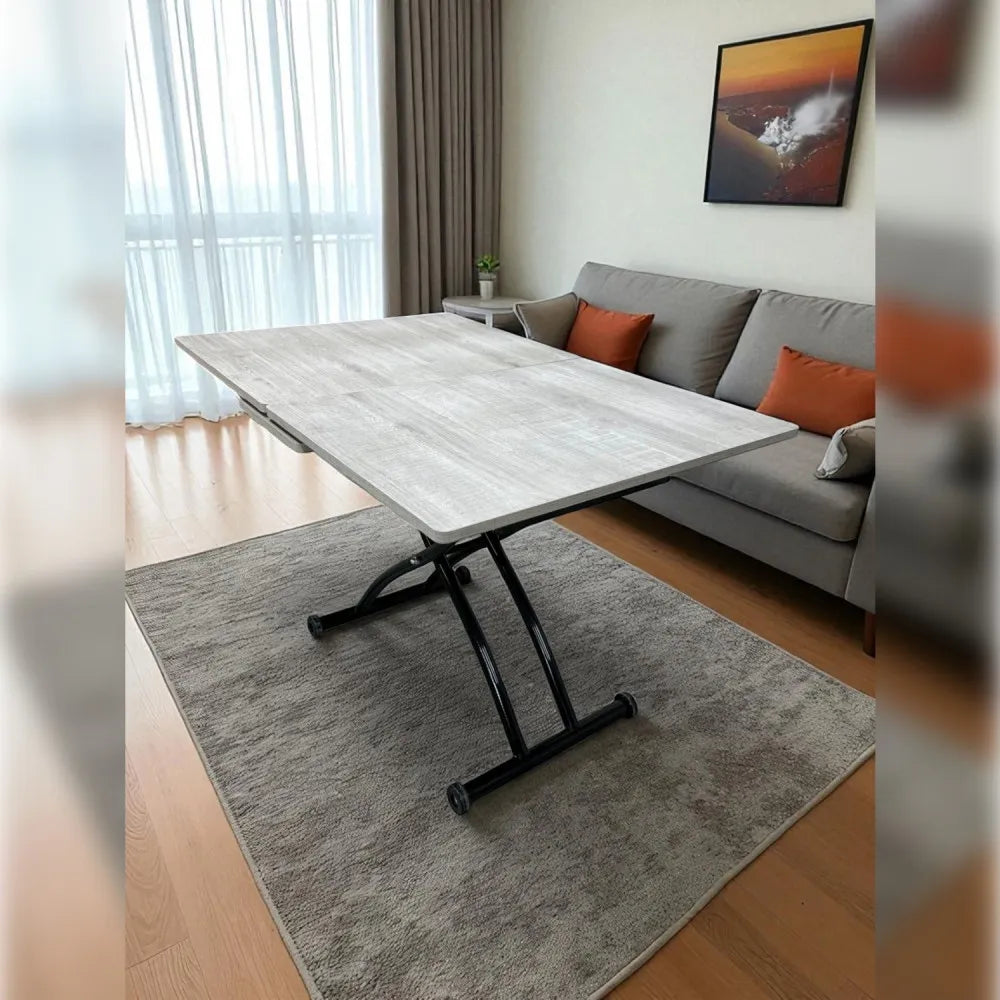 Ortadan Açılır Akıllı Masa Üst Mdf Lizbon Alt Ayak Siyah Renk