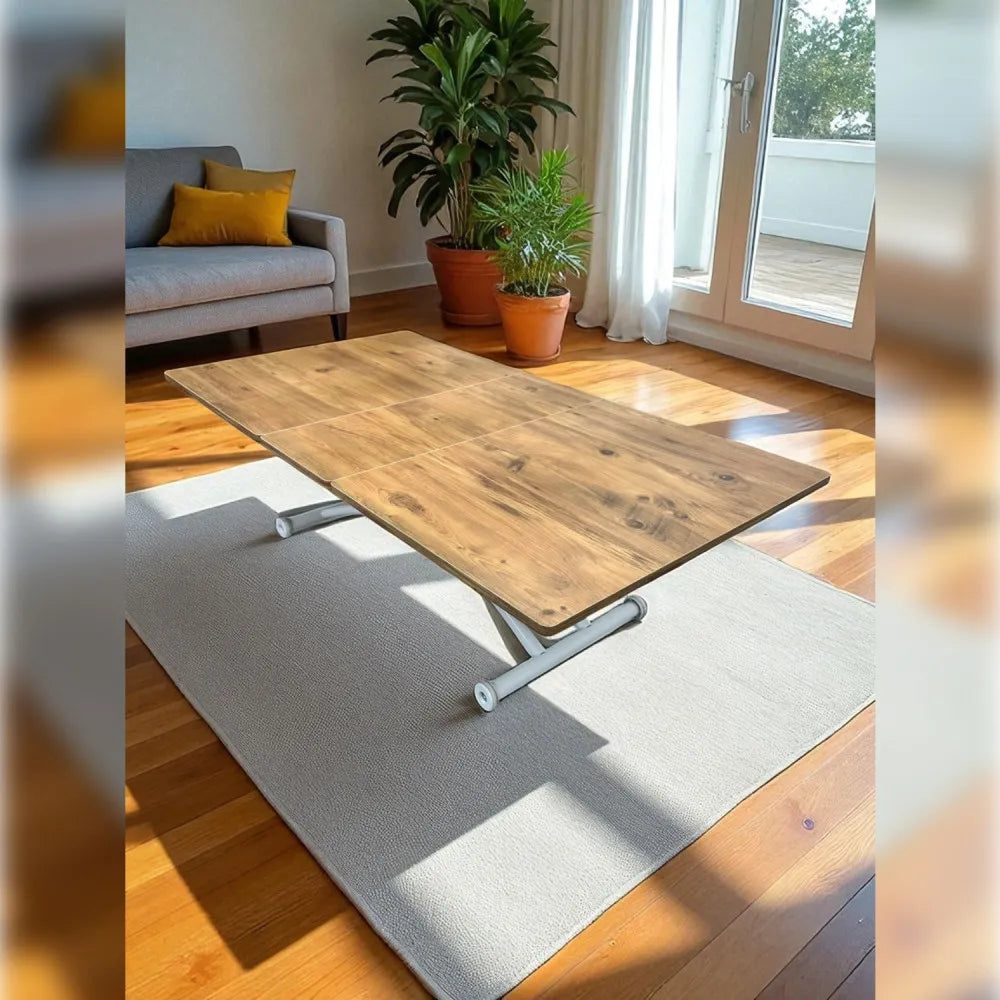 Ortadan Açılır Akıllı Masa Üst Mdf Efesçam Alt Ayak Beyaz Renk