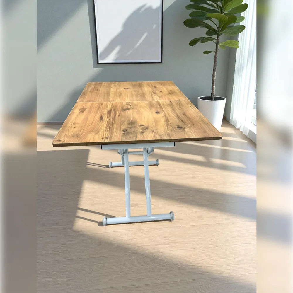 Ortadan Açılır Akıllı Masa Üst Mdf Efesçam Alt Ayak Beyaz Renk