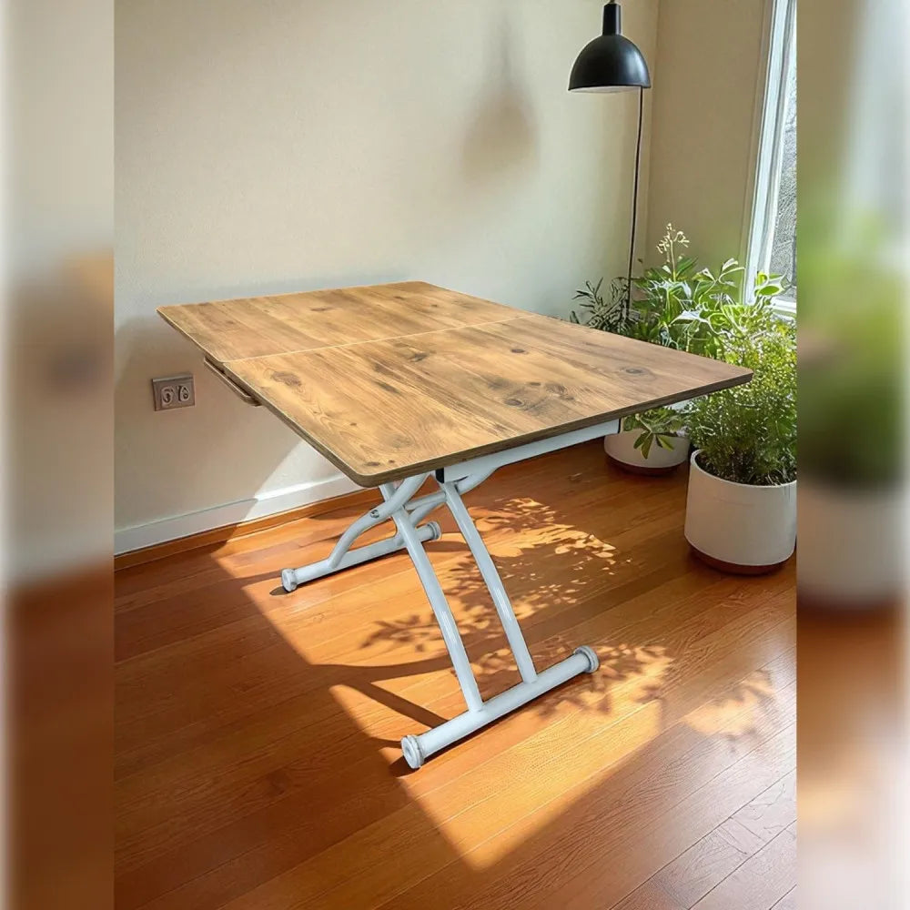 Ortadan Açılır Akıllı Masa Üst Mdf Efesçam Alt Ayak Beyaz Renk