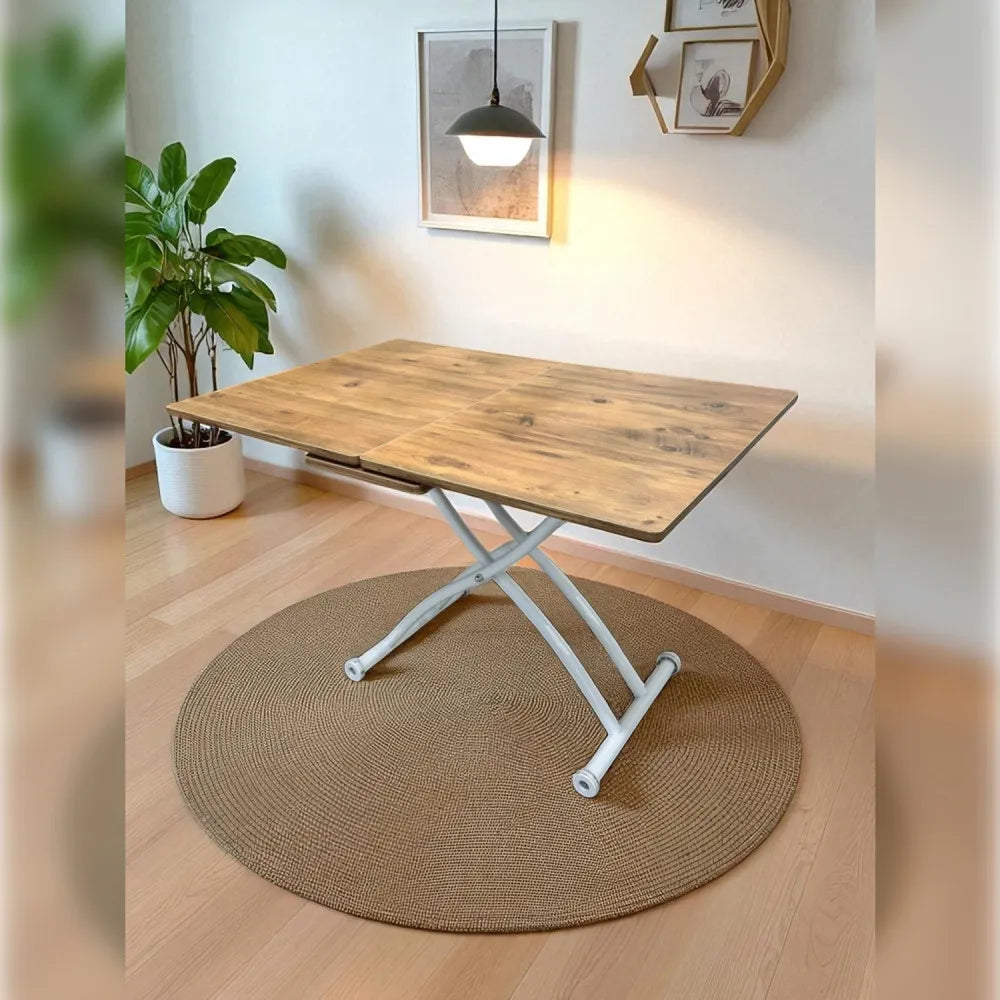 Ortadan Açılır Akıllı Masa Üst Mdf Efesçam Alt Ayak Beyaz Renk