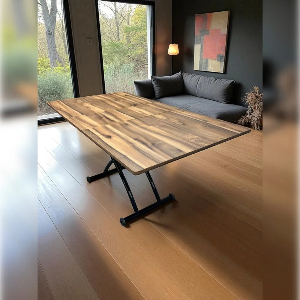 Ortadan Açılır Akıllı Masa Üst Mdf Urartu Alt Ayak Siyah Renk