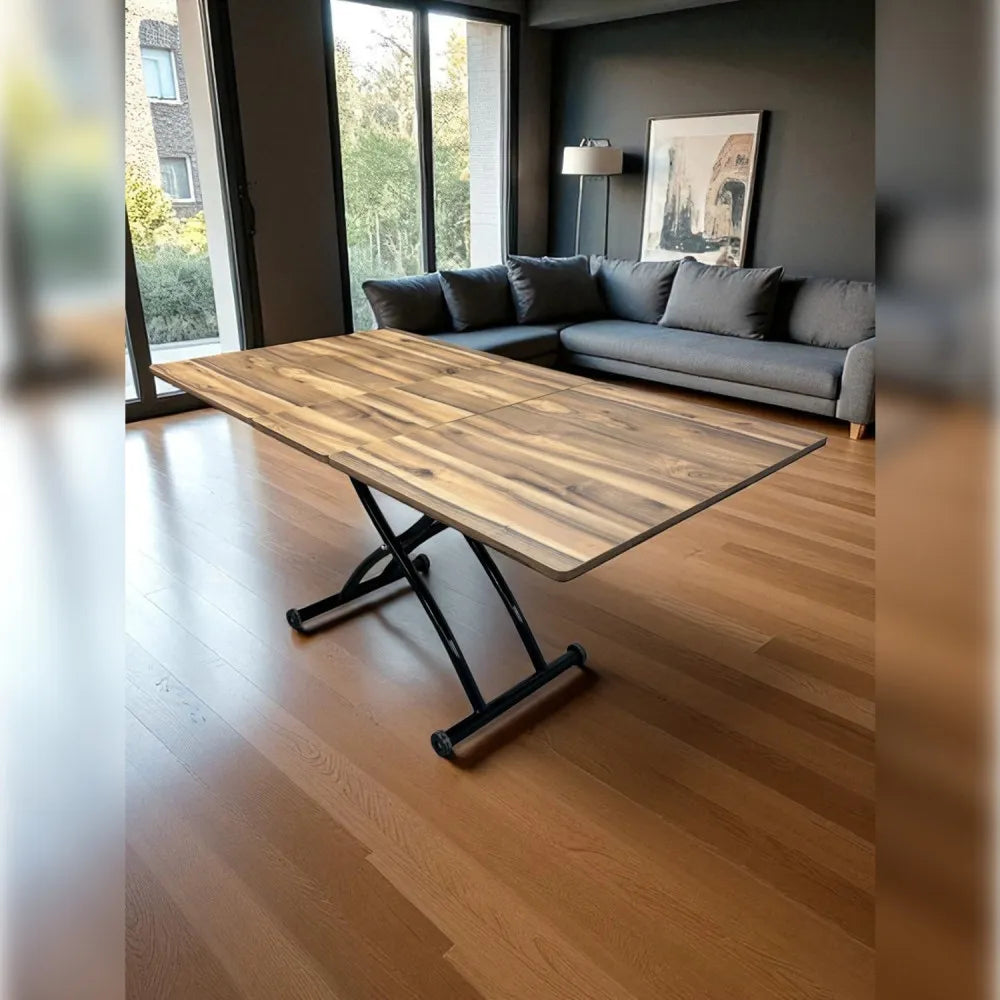 Ortadan Açılır Akıllı Masa Üst Mdf Urartu Alt Ayak Siyah Renk