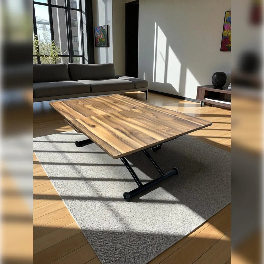 Ortadan Açılır Akıllı Masa Üst Mdf Urartu Alt Ayak Siyah Renk