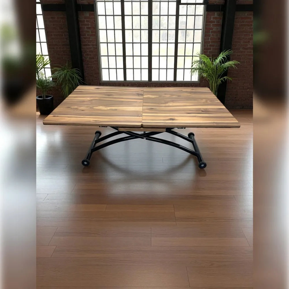 Ortadan Açılır Akıllı Masa Üst Mdf Urartu Alt Ayak Siyah Renk