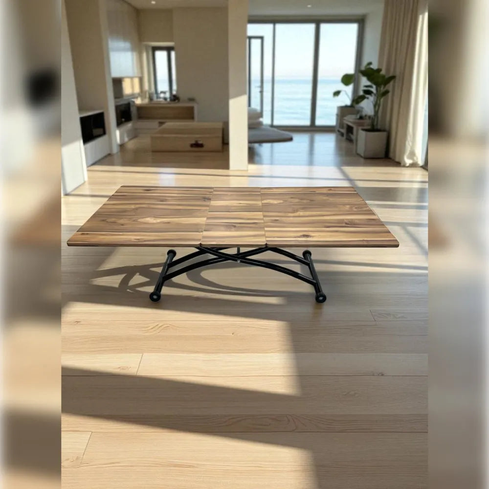 Ortadan Açılır Akıllı Masa Üst Mdf Urartu Alt Ayak Siyah Renk