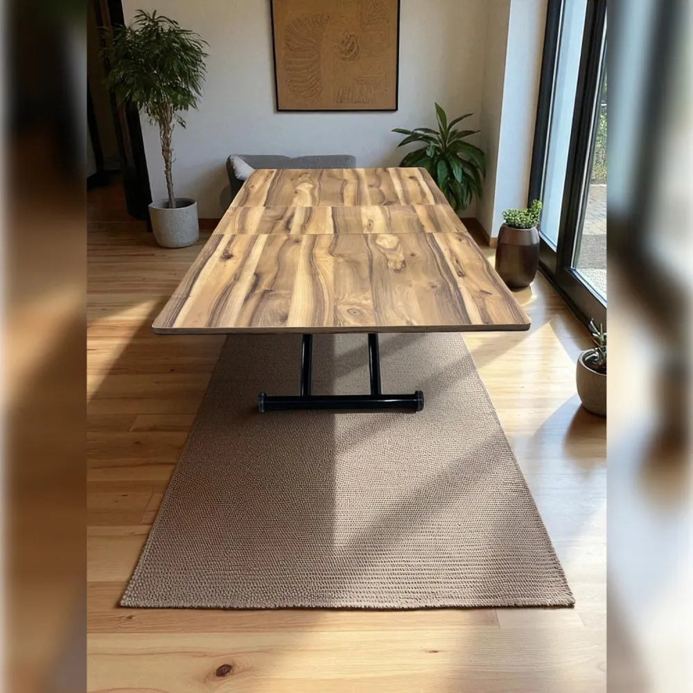 Ortadan Açılır Akıllı Masa Üst Mdf Urartu Alt Ayak Siyah Renk