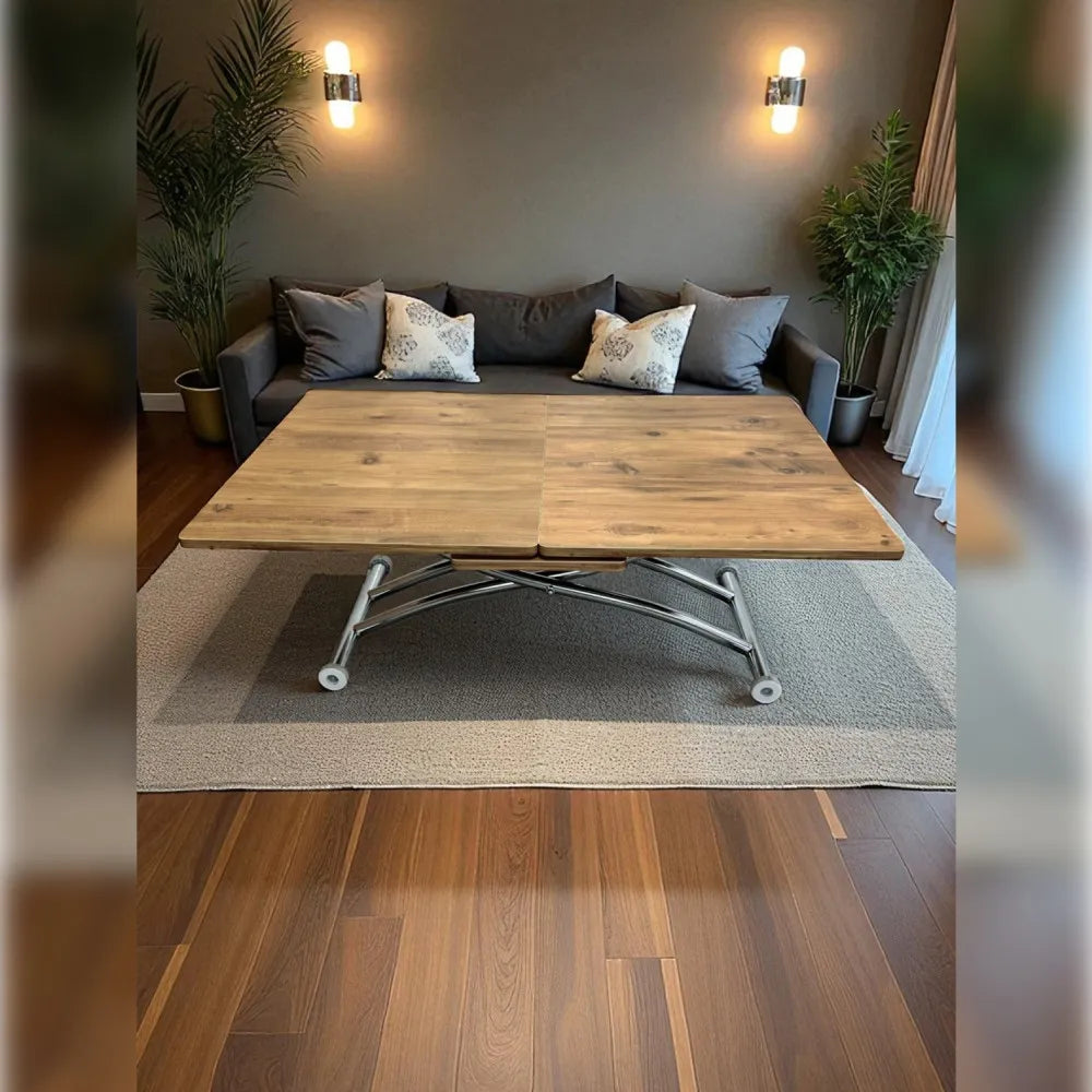 Ortadan Açılır Akıllı Masa Üst Mdf Efesçam Alt Ayak Krom Kaplama