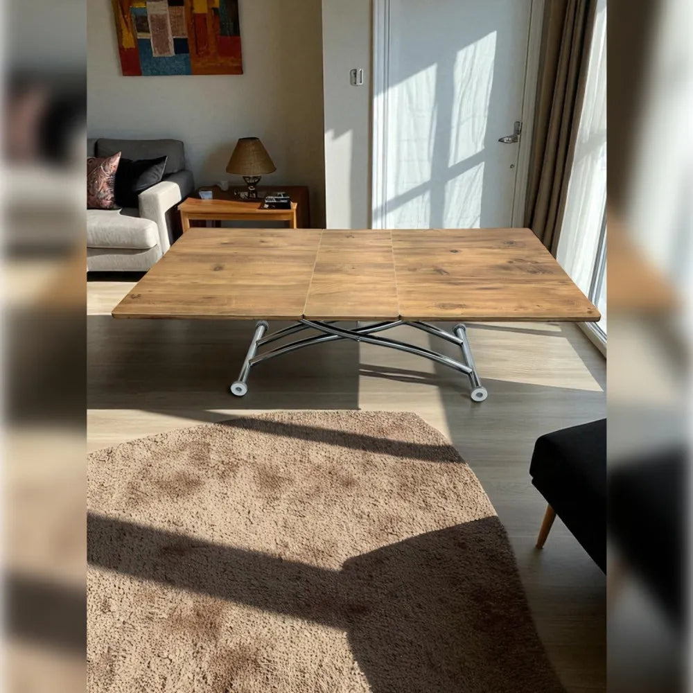 Ortadan Açılır Akıllı Masa Üst Mdf Efesçam Alt Ayak Krom Kaplama