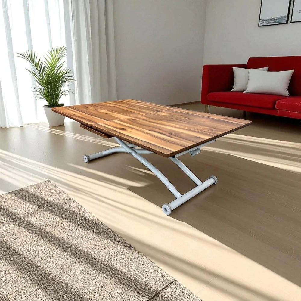 Ortadan Açılır Akıllı Masa Üst Mdf Urartu Alt Ayak Beyaz Renk