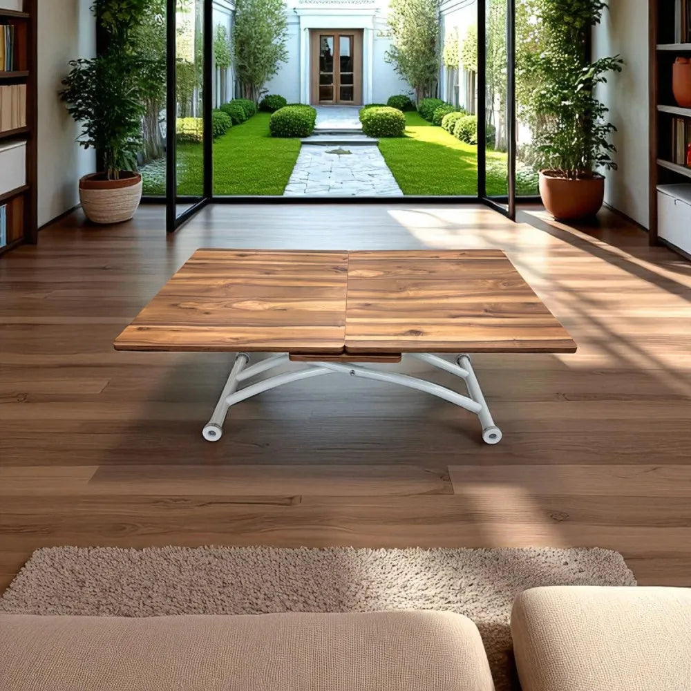 Ortadan Açılır Akıllı Masa Üst Mdf Urartu Alt Ayak Beyaz Renk