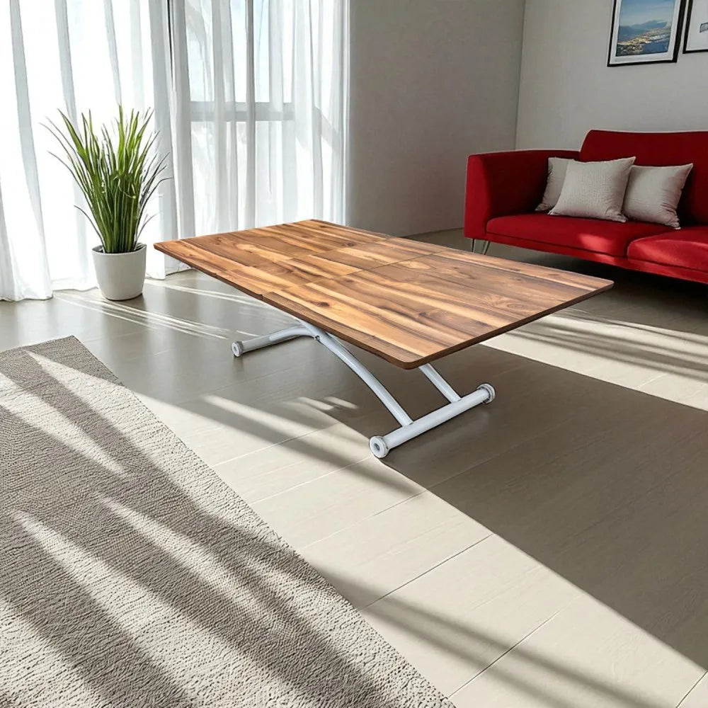 Ortadan Açılır Akıllı Masa Üst Mdf Urartu Alt Ayak Beyaz Renk