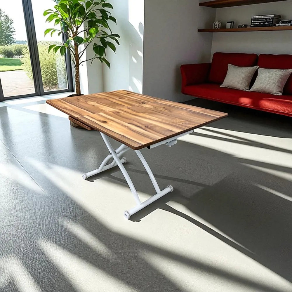 Ortadan Açılır Akıllı Masa Üst Mdf Urartu Alt Ayak Beyaz Renk