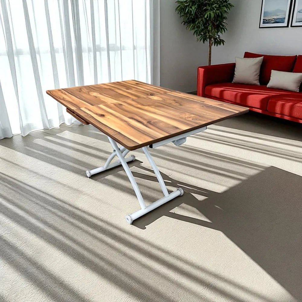 Ortadan Açılır Akıllı Masa Üst Mdf Urartu Alt Ayak Beyaz Renk