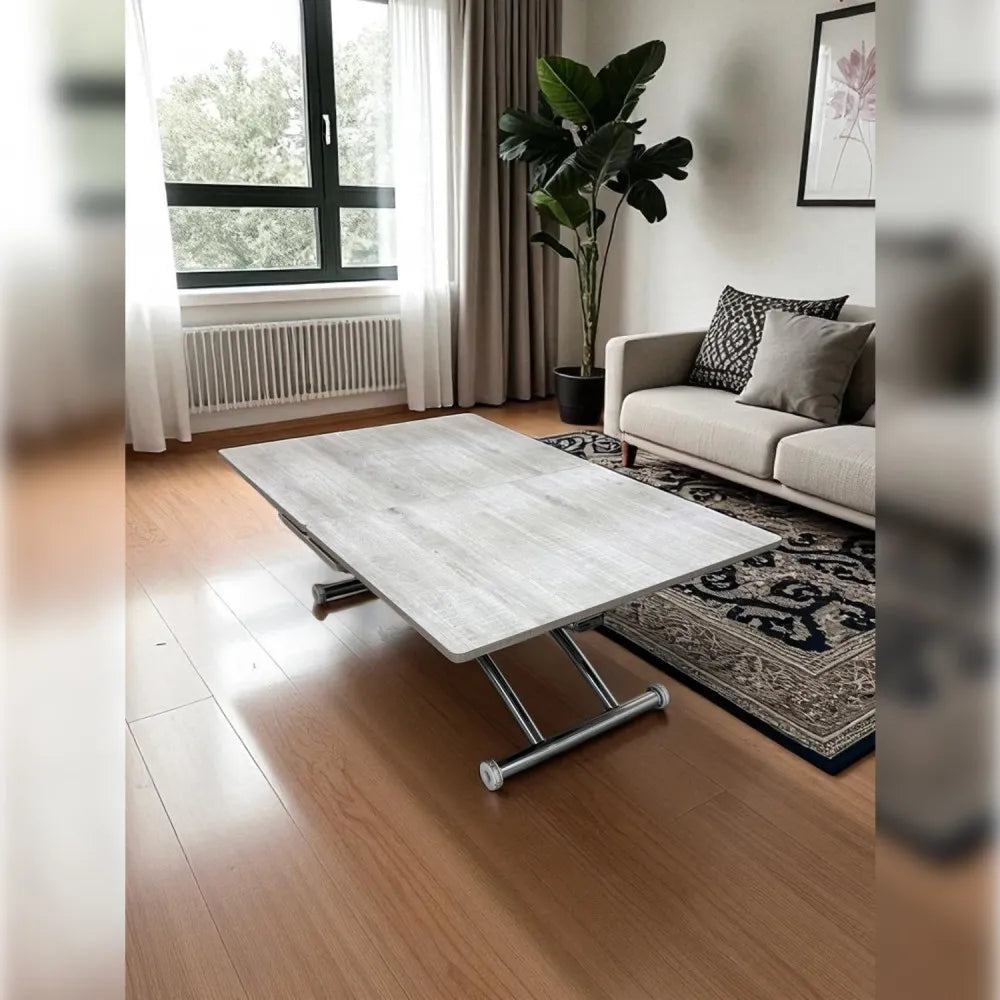 Ortadan Açılır Akıllı Masa Üst Mdf Lizbon Alt Ayak Krom Kaplama