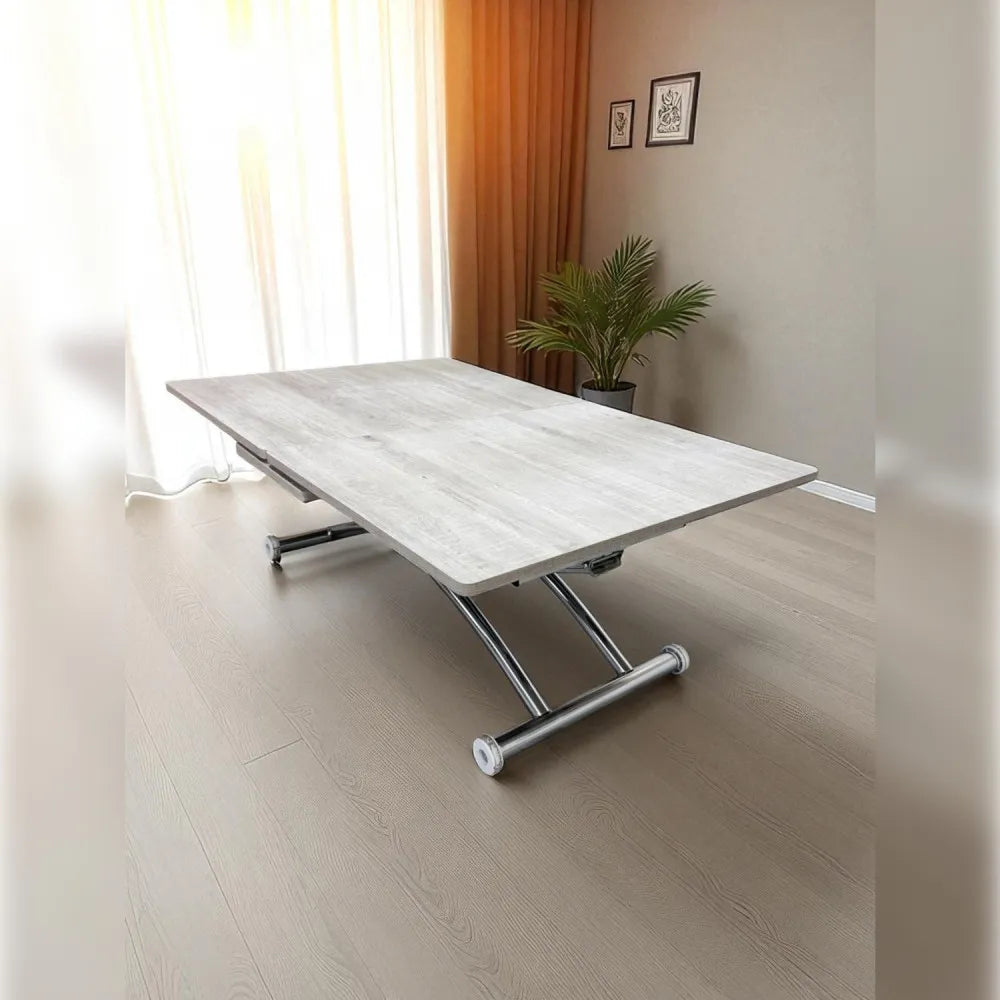 Ortadan Açılır Akıllı Masa Üst Mdf Lizbon Alt Ayak Krom Kaplama