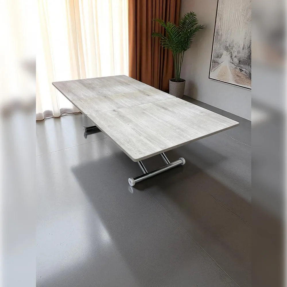 Ortadan Açılır Akıllı Masa Üst Mdf Lizbon Alt Ayak Krom Kaplama