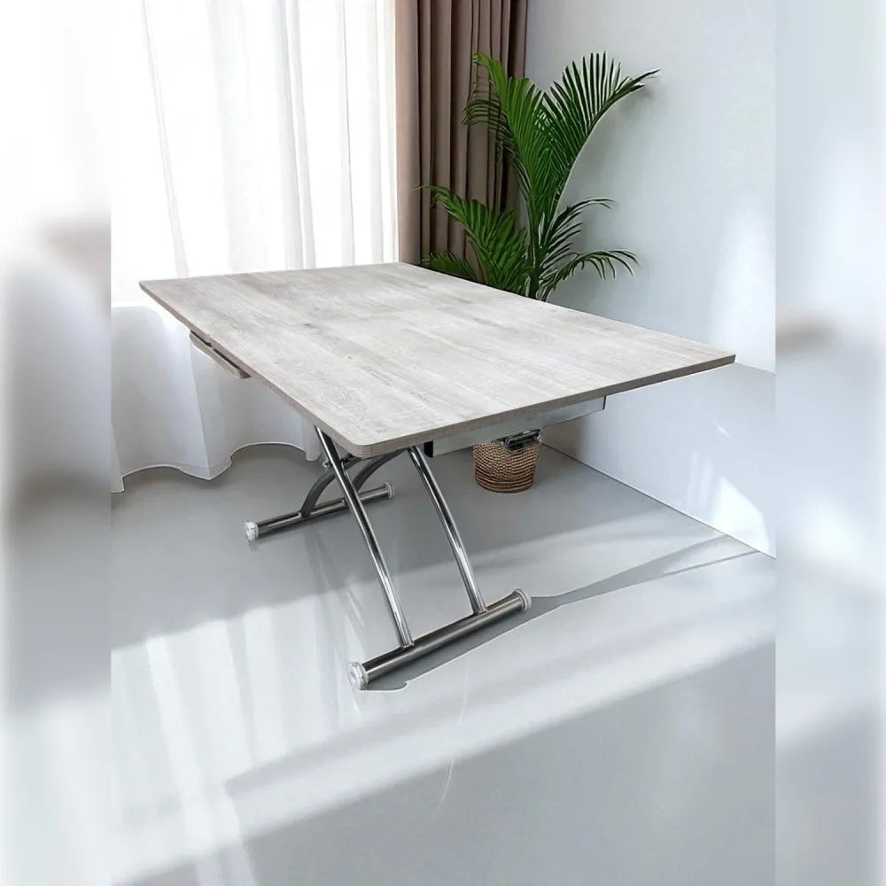 Ortadan Açılır Akıllı Masa Üst Mdf Lizbon Alt Ayak Krom Kaplama