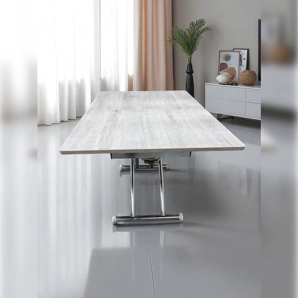 Ortadan Açılır Akıllı Masa Üst Mdf Lizbon Alt Ayak Krom Kaplama