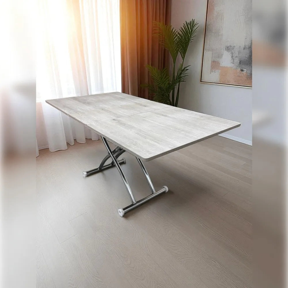 Ortadan Açılır Akıllı Masa Üst Mdf Lizbon Alt Ayak Krom Kaplama