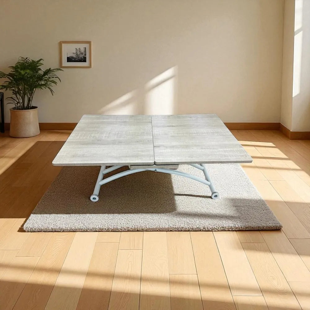 Ortadan Açılır Akıllı Masa Üst Mdf Lizbon Alt Ayak Beyaz Renk