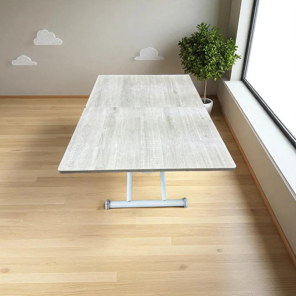 Ortadan Açılır Akıllı Masa Üst Mdf Lizbon Alt Ayak Beyaz Renk