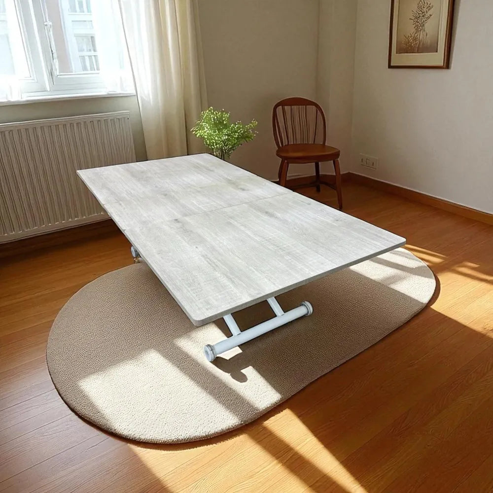 Ortadan Açılır Akıllı Masa Üst Mdf Lizbon Alt Ayak Beyaz Renk