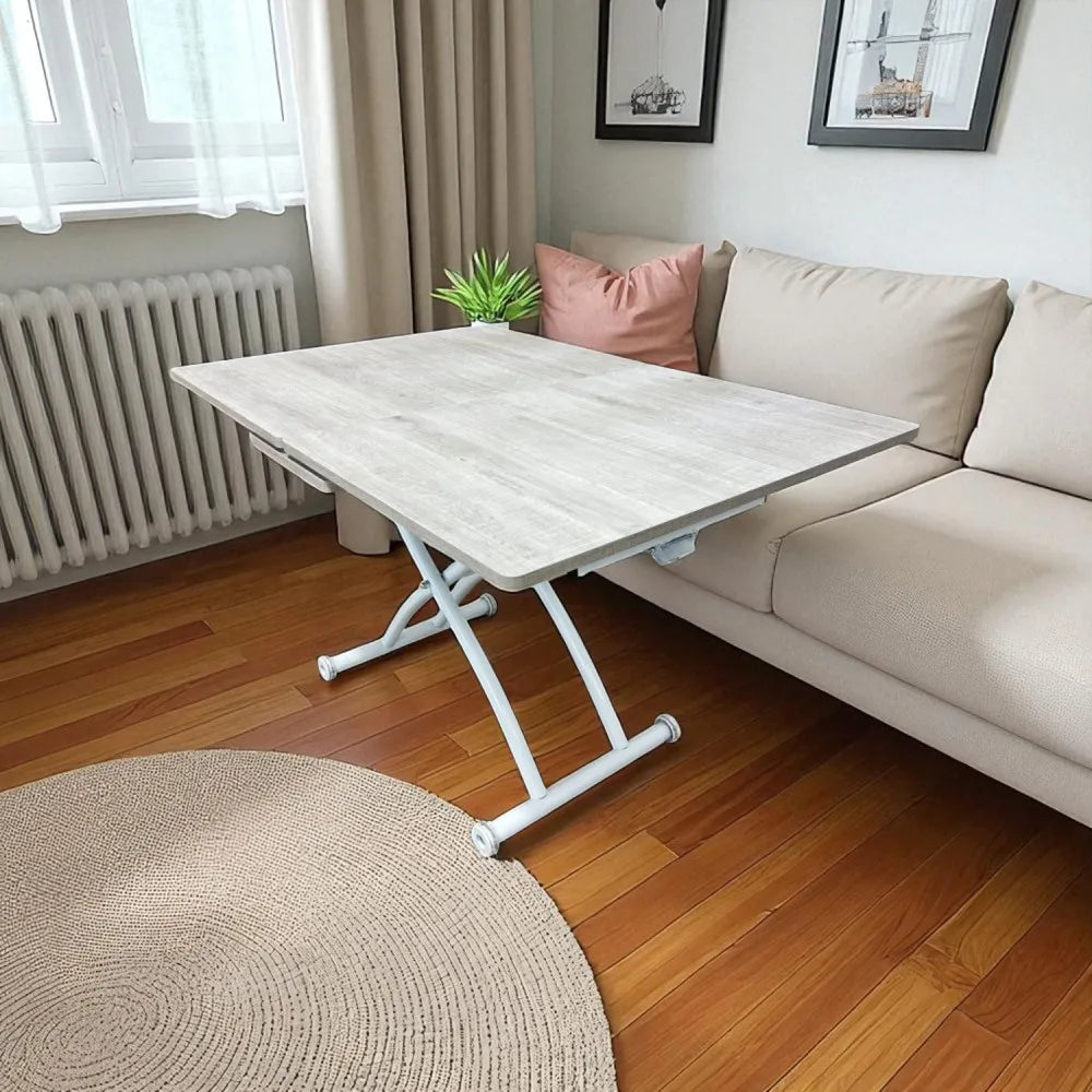 Ortadan Açılır Akıllı Masa Üst Mdf Lizbon Alt Ayak Beyaz Renk