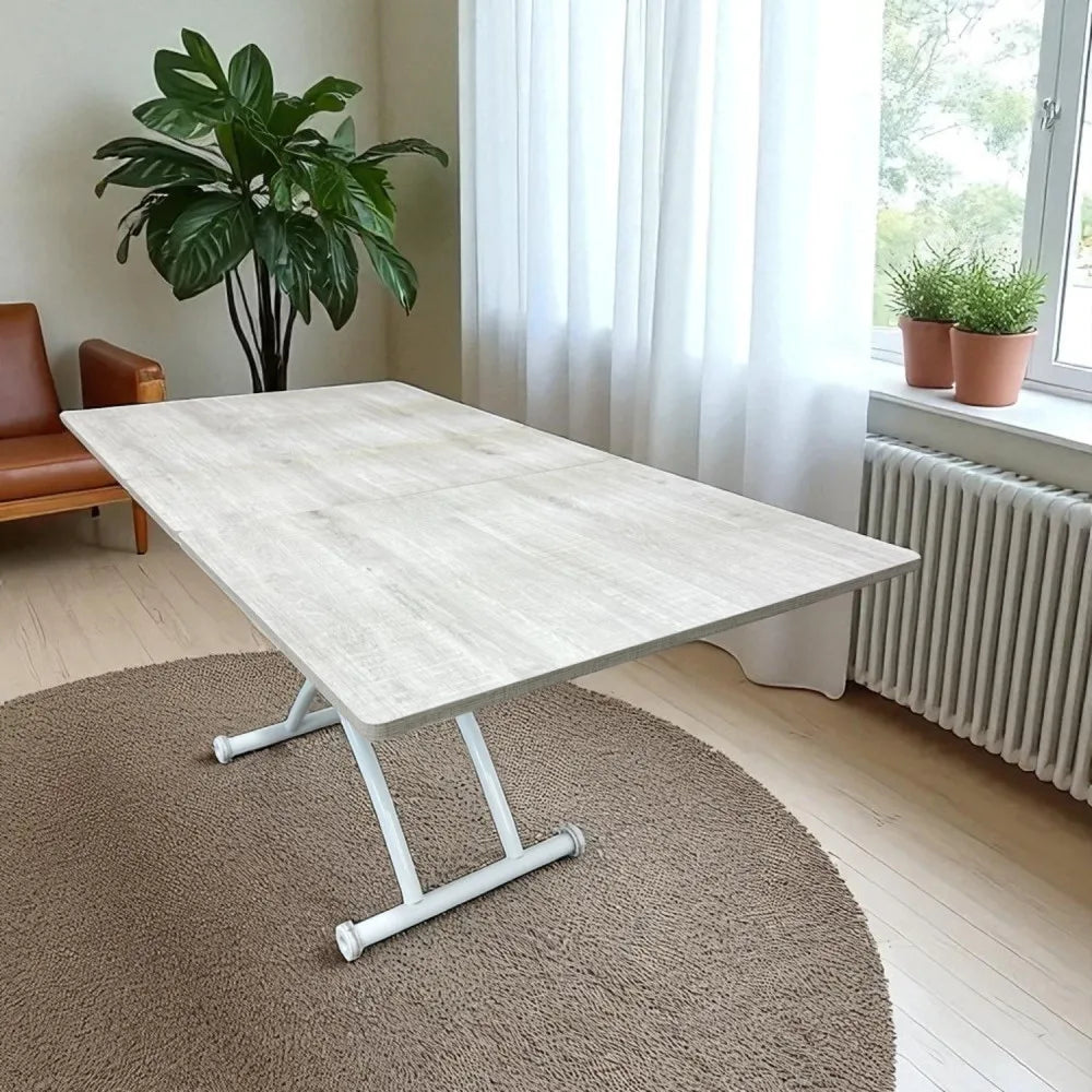 Ortadan Açılır Akıllı Masa Üst Mdf Lizbon Alt Ayak Beyaz Renk