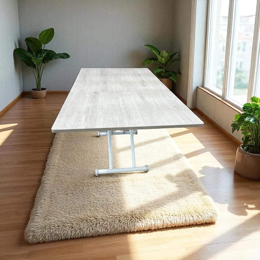 Ortadan Açılır Akıllı Masa Üst Mdf Lizbon Alt Ayak Beyaz Renk