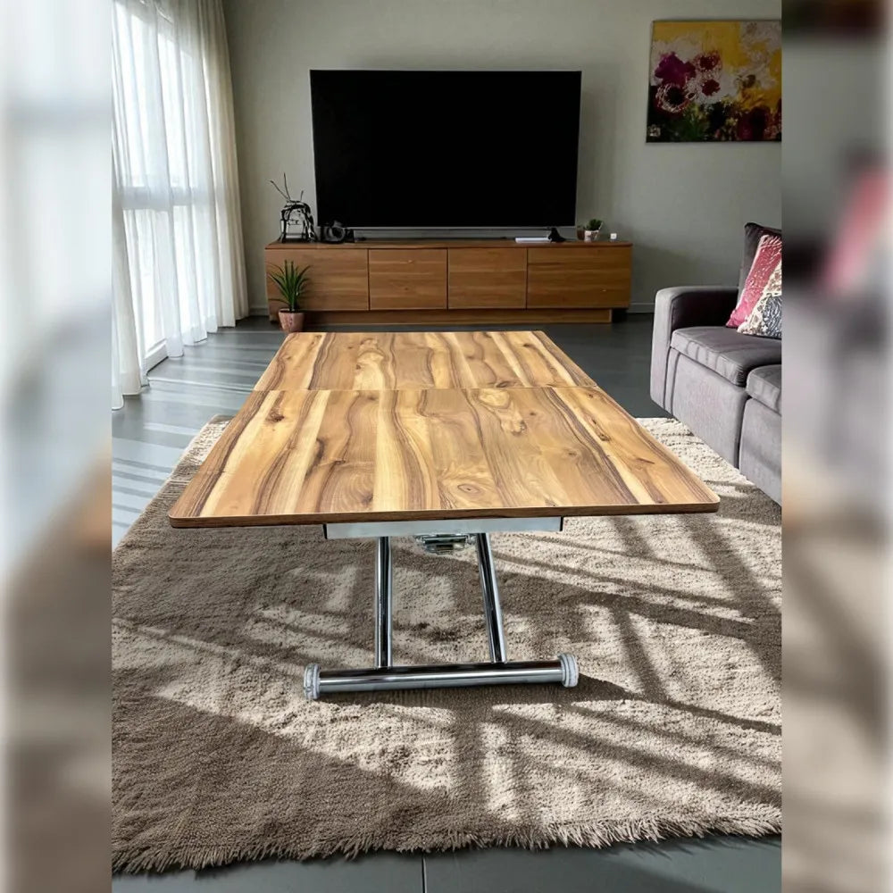 Ortadan Açılır Akıllı Masa Üst Mdf Urartu Alt Ayak Krom Kaplama