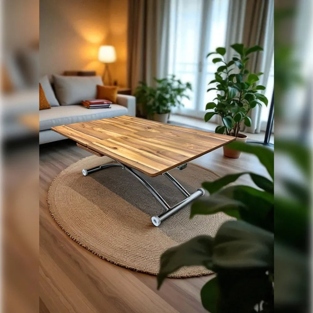 Ortadan Açılır Akıllı Masa Üst Mdf Urartu Alt Ayak Krom Kaplama