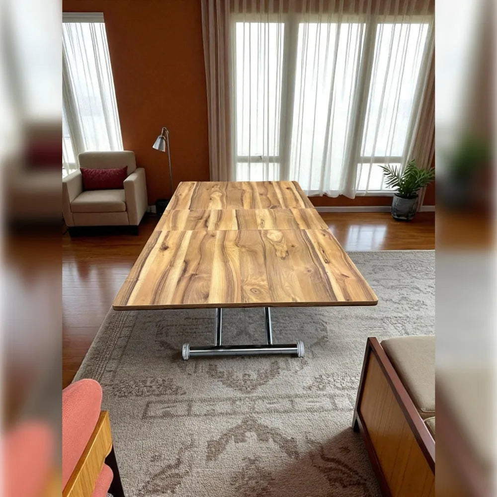 Ortadan Açılır Akıllı Masa Üst Mdf Urartu Alt Ayak Krom Kaplama