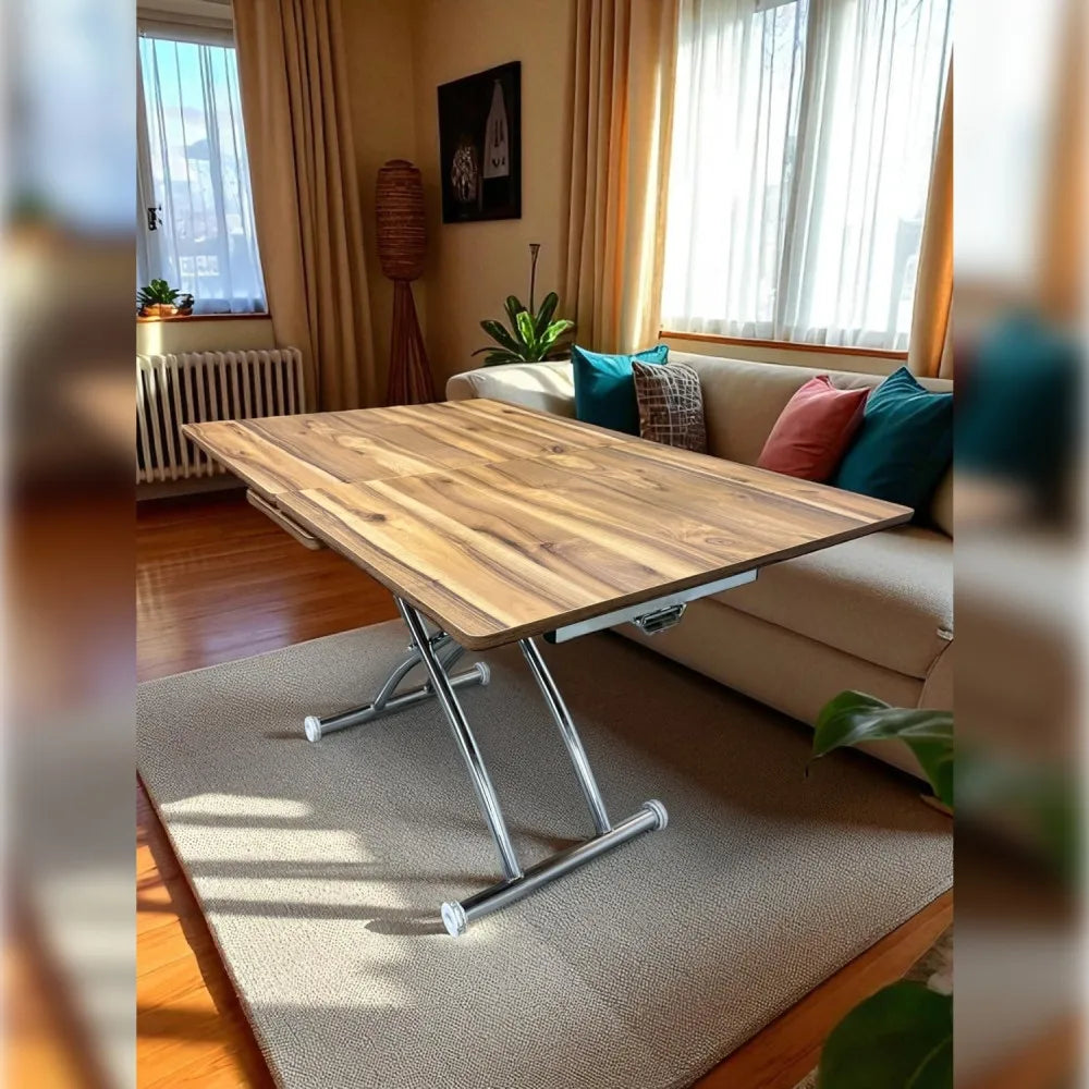 Ortadan Açılır Akıllı Masa Üst Mdf Urartu Alt Ayak Krom Kaplama