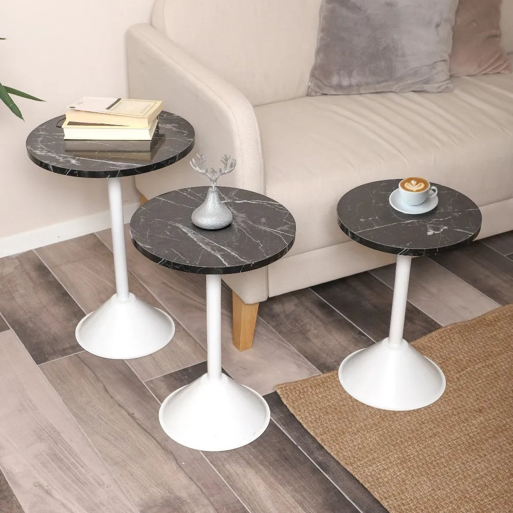 Tablon Zigon Sehpa Mdf Tabla Siyah Mermer Desen Alt Mekanizma Demir Beyaz Renk