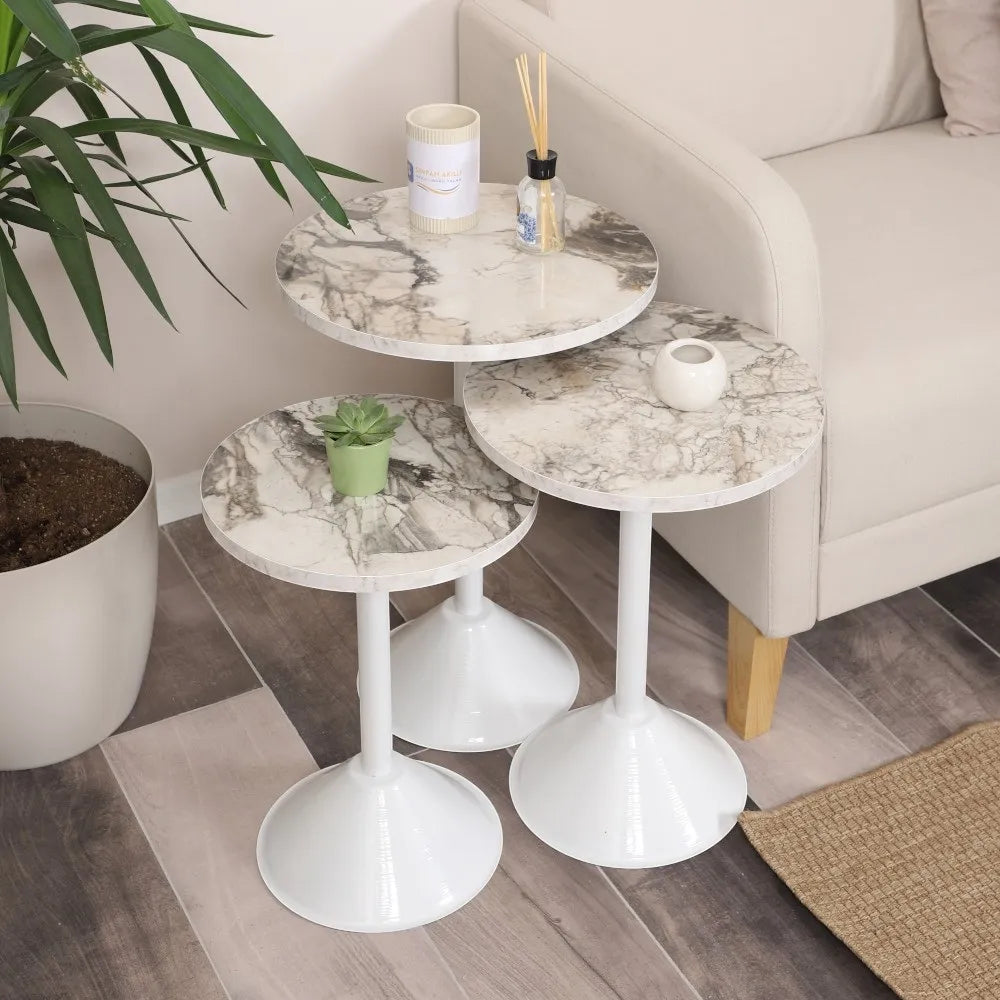 Tablon Zigon Sehpa Mdf Tabla Beyaz Mermer Desen Alt Mekanizma Demir Beyaz Renk