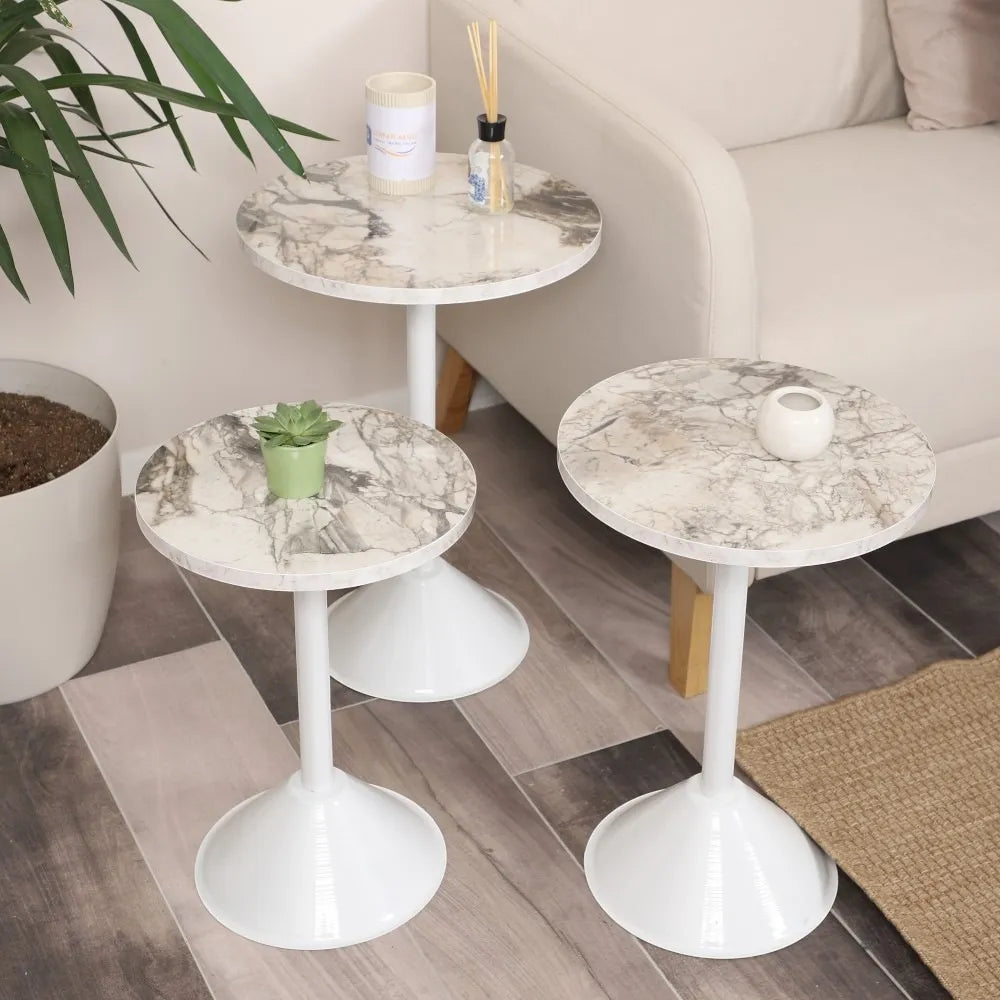 Tablon Zigon Sehpa Mdf Tabla Beyaz Mermer Desen Alt Mekanizma Demir Beyaz Renk