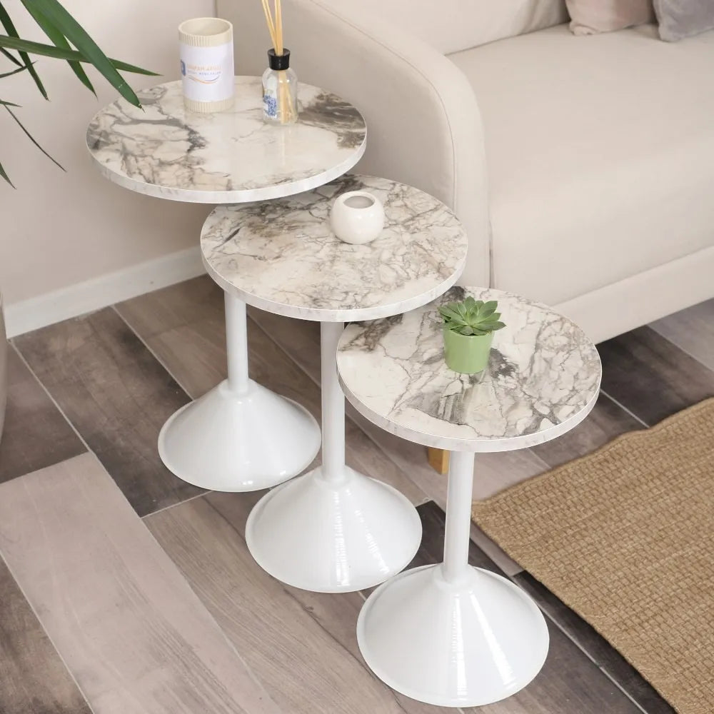 Tablon Zigon Sehpa Mdf Tabla Beyaz Mermer Desen Alt Mekanizma Demir Beyaz Renk