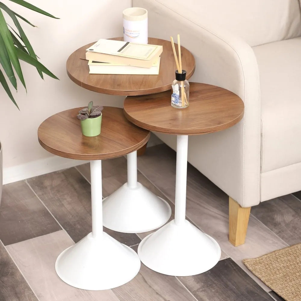 Tablon Zigon Sehpa Mdf Tabla Ceviz Alt Mekanizma Demir Beyaz Renk