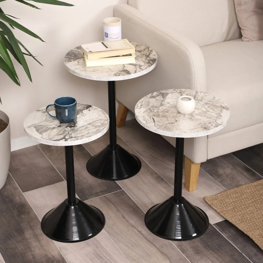 Tablon Zigon Sehpa Mdf Tabla Beyaz Mermer Desen Alt Mekanizma Demir Siyah Renk