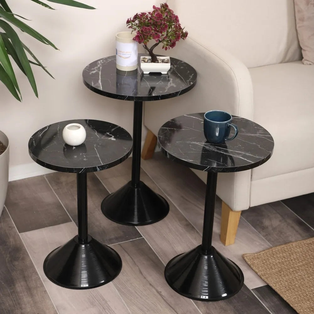 Tablon Zigon Sehpa Mdf Tabla Siyah Mermer Desen Alt Mekanizma Demir Siyah Renk