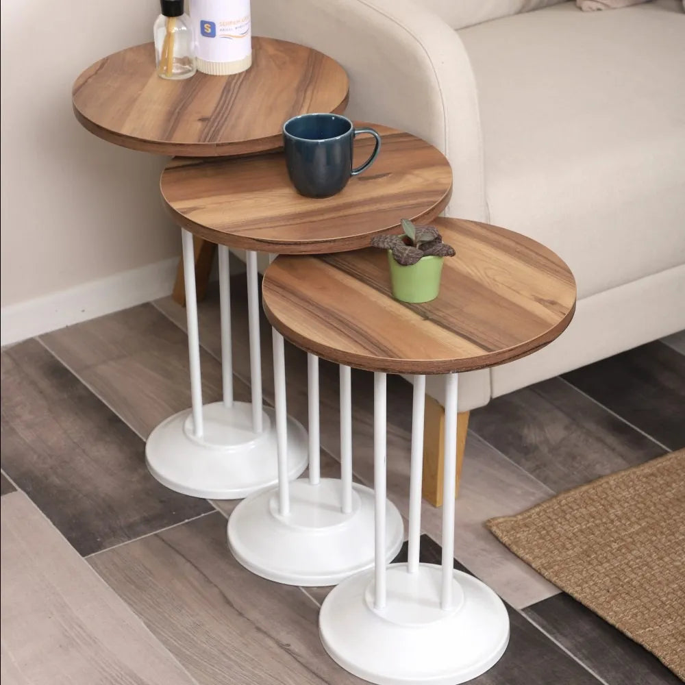 Marbella Zigon Sehpa Mdf Tabla Urartu Alt Mekanizma Demir Beyaz Renk