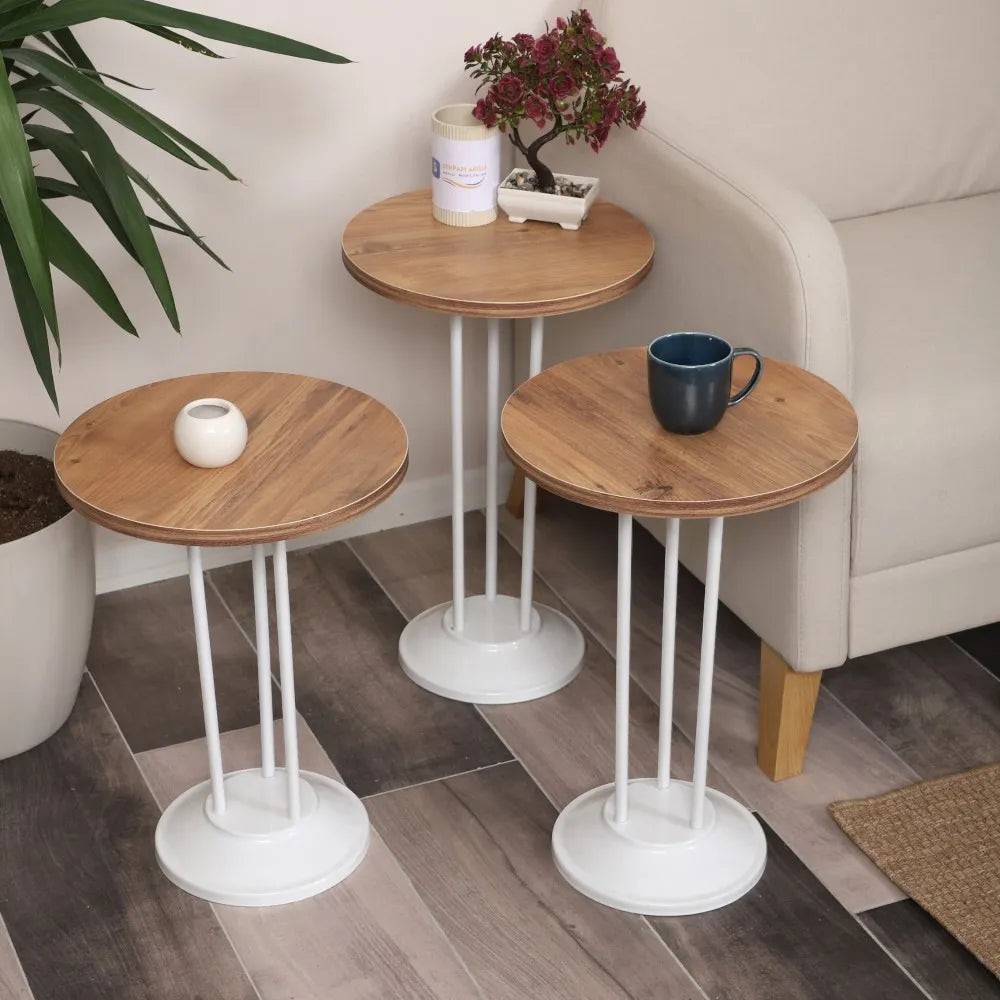 Marbella Zigon Sehpa Mdf Tabla Efesçam Alt Mekanizma Demir Beyaz Renk