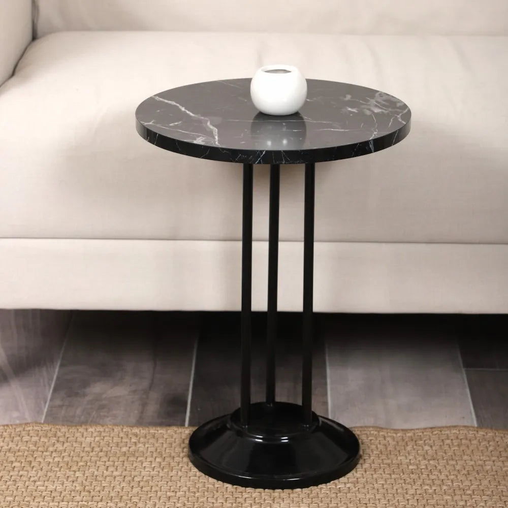 Marbella Zigon Sehpa Mdf Tabla Siyah Mermer Desen Alt Mekanizma Demir Siyah Renk