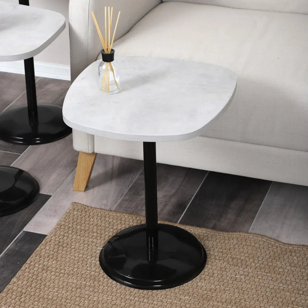 SilvaVera Zigon Sehpa Mdf Tabla Retro Taş Alt Mekanizma Demir Siyah Renk