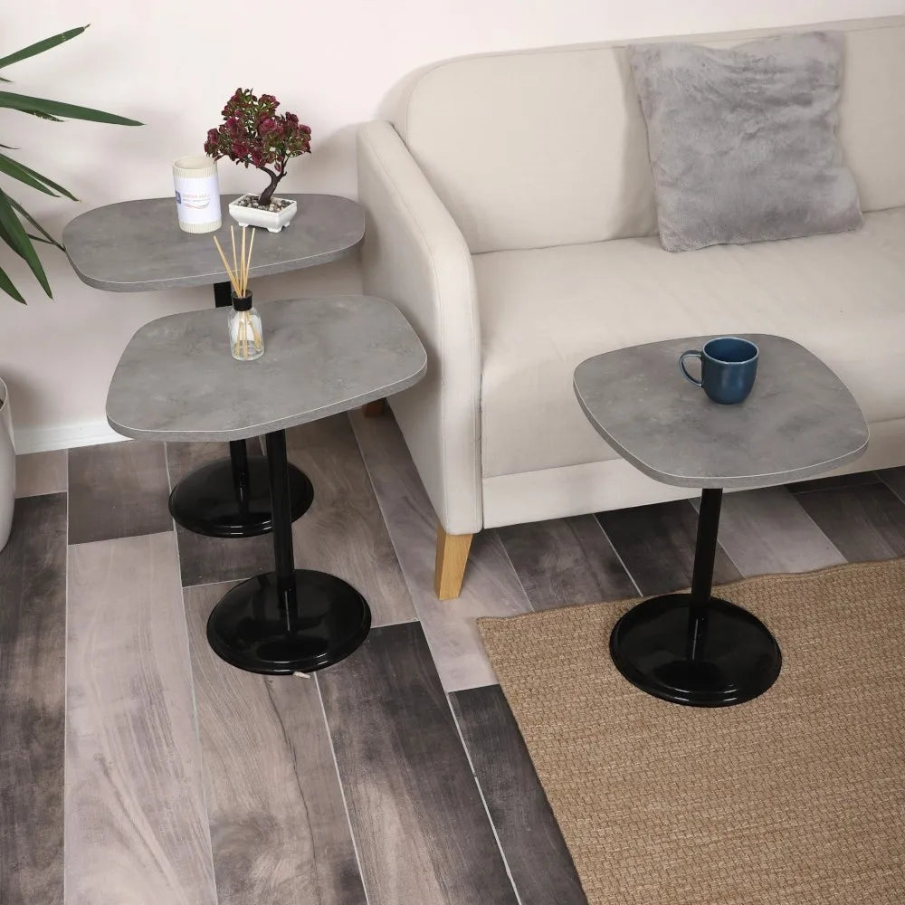 SilvaVera Zigon Sehpa Mdf Tabla Retro Gümüş Alt Mekanizma Demir Siyah Renk