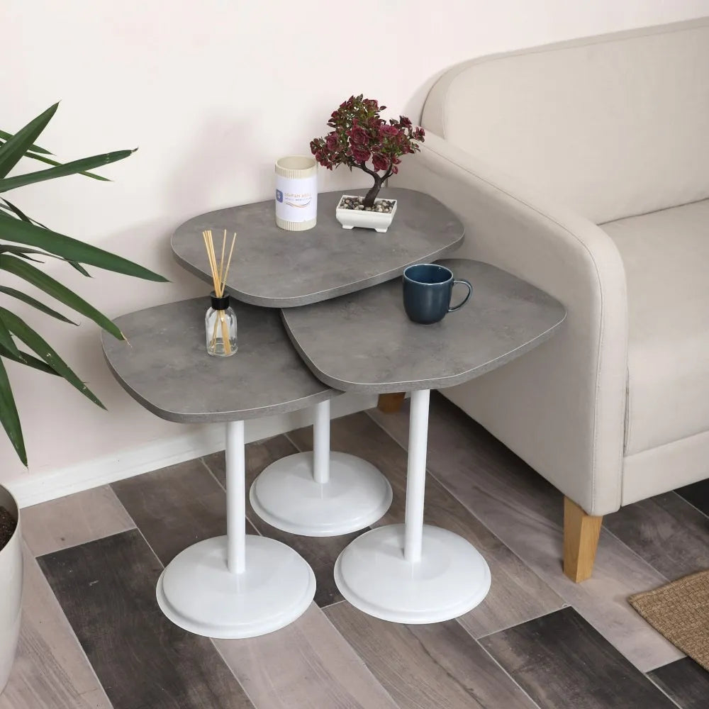SilvaVera Zigon Sehpa Mdf Tabla Retro Gümüş Alt Mekanizma Demir Beyaz Renk