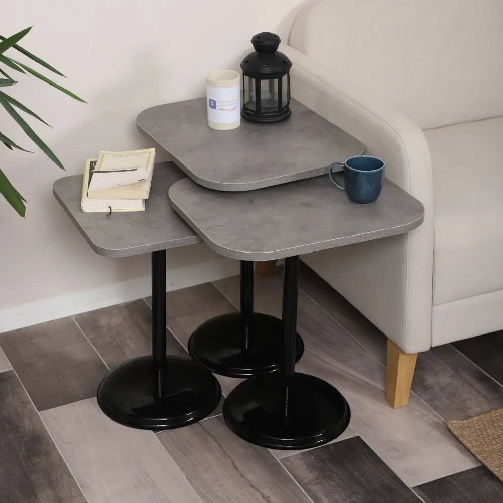 Vertino Zigon Sehpa Mdf Tabla Retro Gümüş Alt Mekanizma Demir Siyah Renk