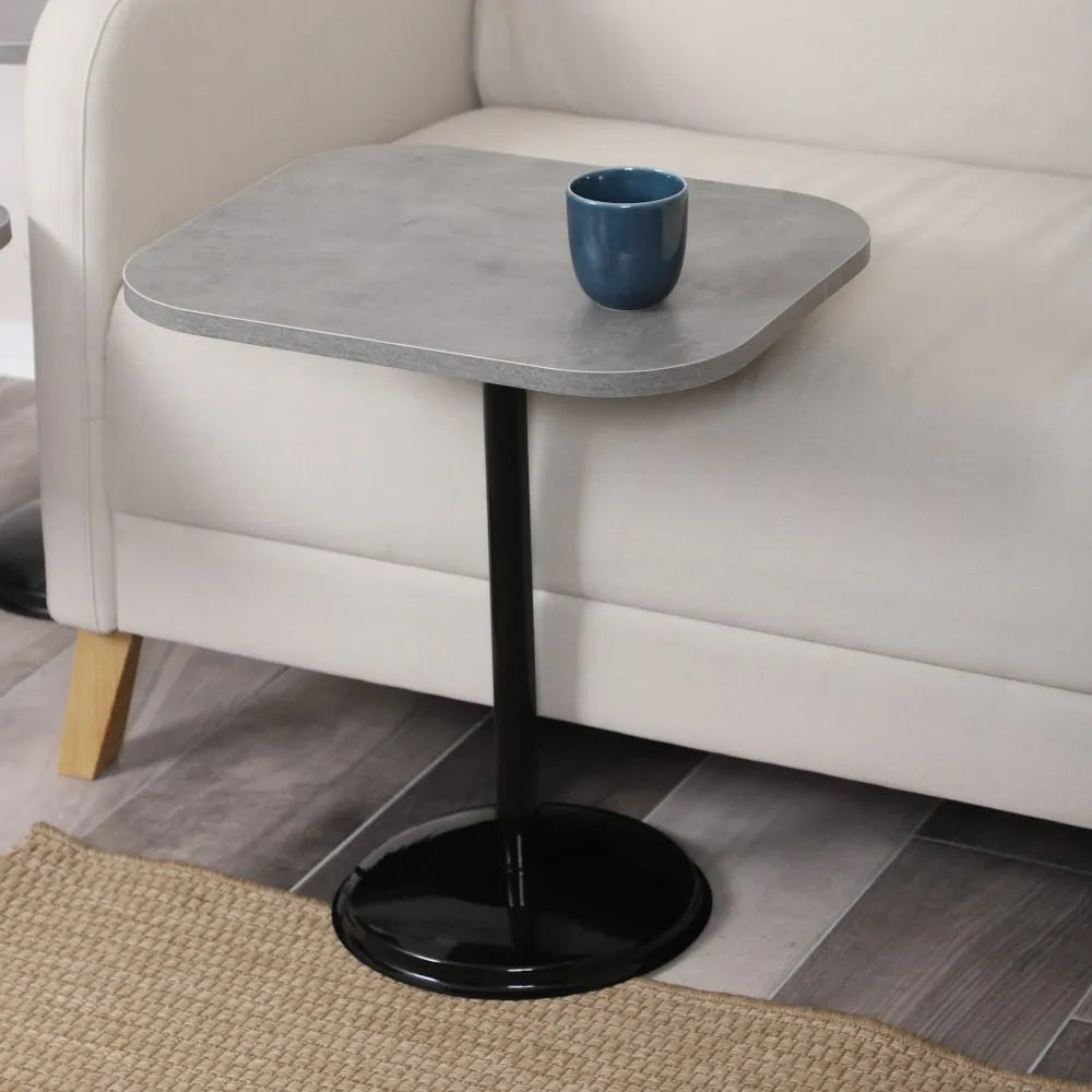 Vertino Zigon Sehpa Mdf Tabla Retro Gümüş Alt Mekanizma Demir Siyah Renk